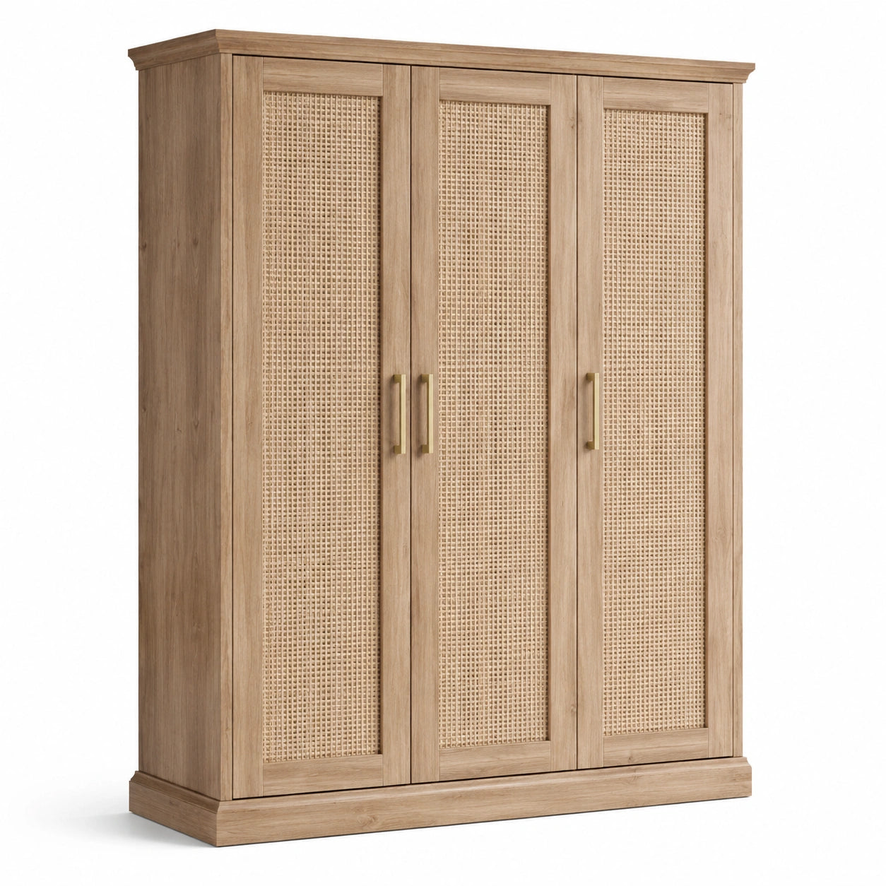 Armoire en bois avec portes en rotin 200x150x60 cm