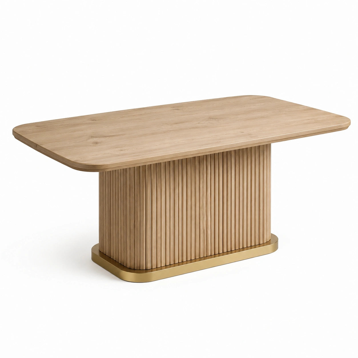 Table à manger rectangulaire chêne clair MDF et métal 180x90x75 cm
