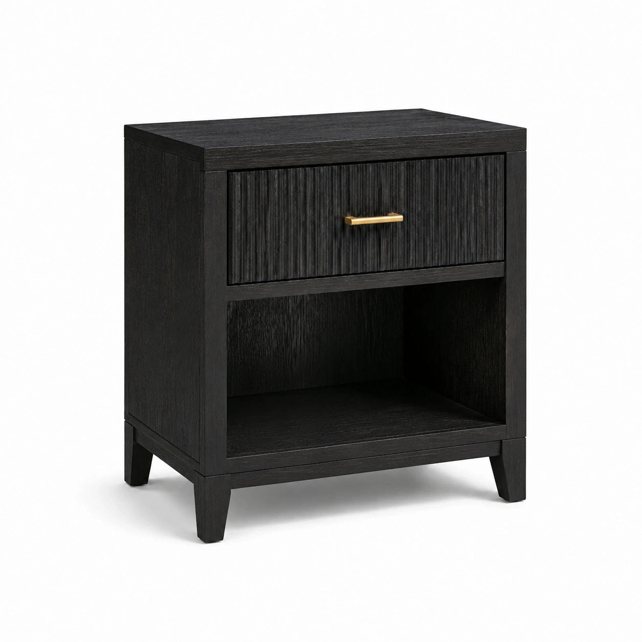 Table de chevet en bois avec tiroir en chêne noir
