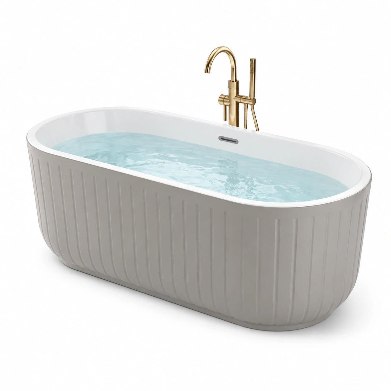 Baignoire îlot acrylique blanche avec robinetterie en laiton
